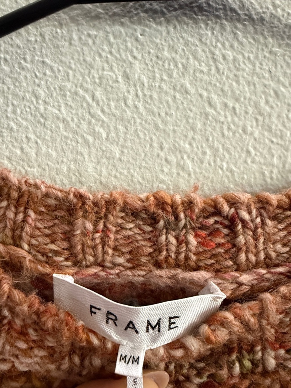 FRAME Marled Knit Sweater Size M Cozy Chunky Pullover - Picture 6 of 7